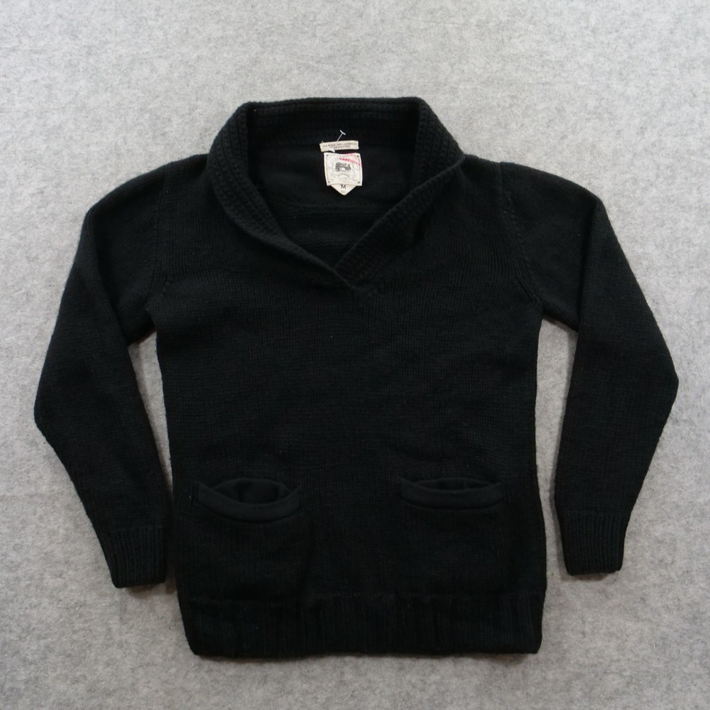 Gilded Age Sweater Mens Medium Black Shawl Collar Wool Cashmere Blend Pullover